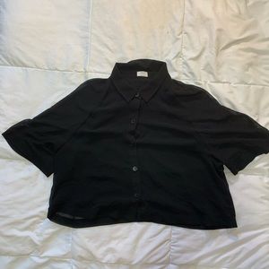 Wilfred Black Short Sleeve Button Up Blouse